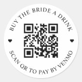 Kaufe der Braut einen Drink QR-Code-Button Runder Aufkleber (Vorderseite)