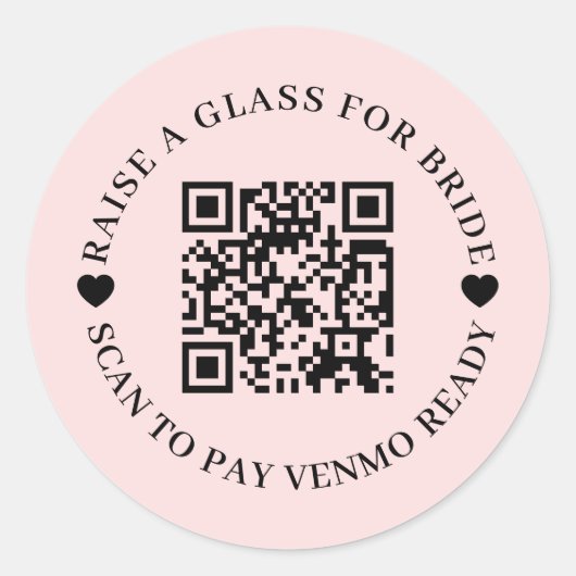 Kaufe der Braut einen Drink QR-Code Pink Design Runder Aufkleber (Vorderseite)