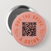 Kaufe der Braut einen Drink QR Code Rosa Junggesel Button (Vorne & Hinten)