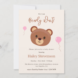 Kaufe kaum Teddybär Braun Rosa Mädchen Baby Shower Einladung