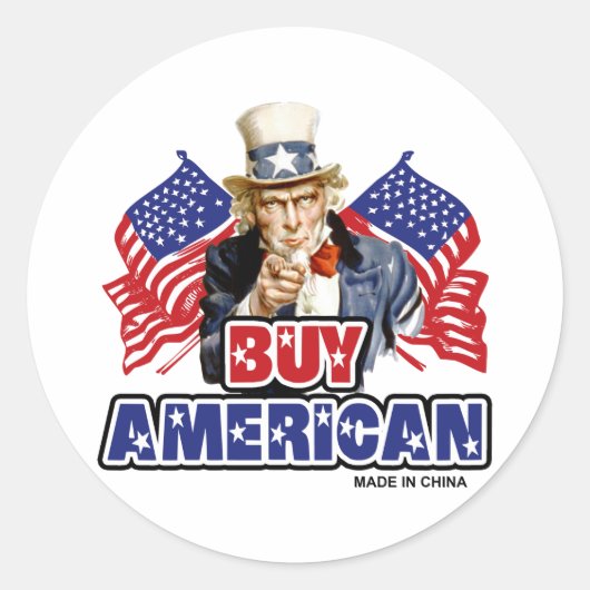 Kaufen Amerikaner ( Made in China ) - Witziger Wit Runder Aufkleber (Vorderseite)