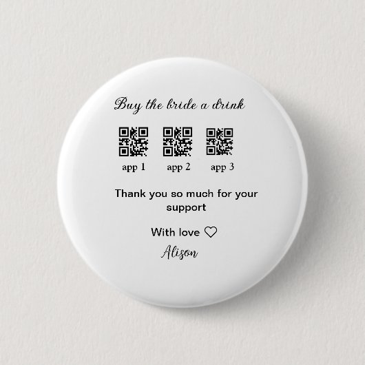 kaufen Braut ein Getränk Scan QR Code danke IhnenE Button (Vorderseite)
