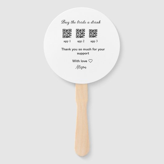 kaufen Braut ein Getränk Scan QR Code danke IhnenE Fächer (Vorderseite)