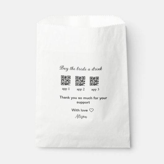 kaufen Braut ein Getränk Scan QR Code danke IhnenE Geschenktütchen (Vorderseite)