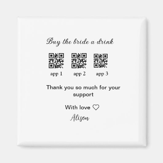 kaufen Braut ein Getränk Scan QR Code danke IhnenE Magnet (Vorne)
