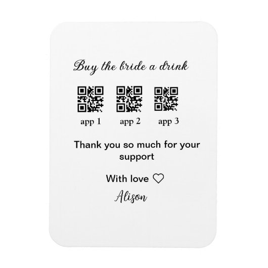 kaufen Braut ein Getränk Scan QR Code danke IhnenE Magnet (Vertikal)