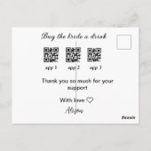 kaufen Braut ein Getränk Scan QR Code danke IhnenE Postkarte (Rückseite)