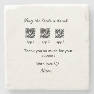 kaufen Braut ein Getränk Scan QR Code danke IhnenE Steinuntersetzer