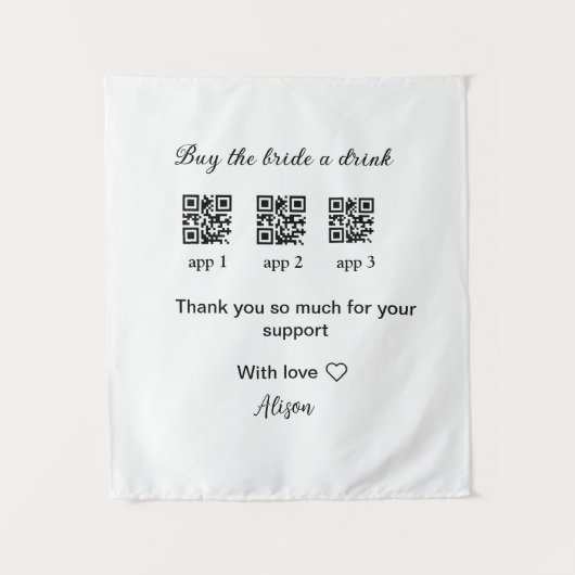 kaufen Braut ein Getränk Scan QR Code danke IhnenE Wandteppich (Vorderseite)