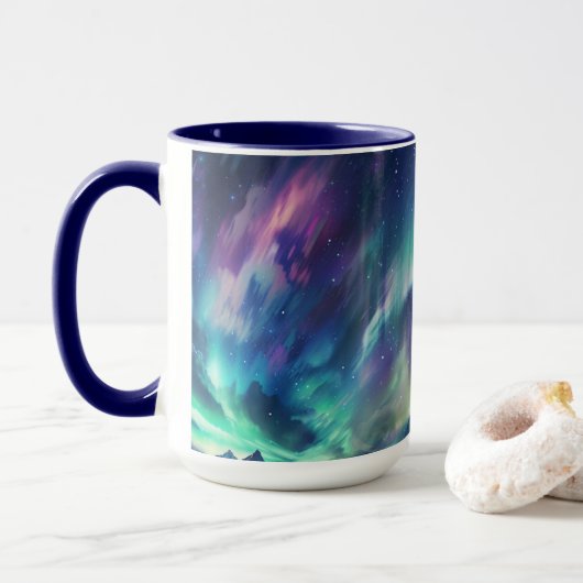 Kaufen raumbezogene Nordlichter Tasse (Mit Donut)