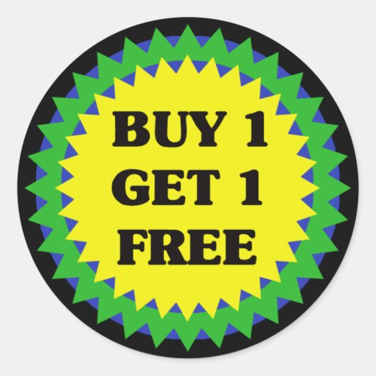 KAUFEN SIE 1 BEKOMMEN SIE 1 KOSTENLOS EINZELHANDEL RUNDER AUFKLEBER (Vorderseite)