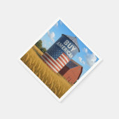 "Kaufen Sie Amerikaner"-Zeichen auf einem Bauernsi Serviette (Ecke)