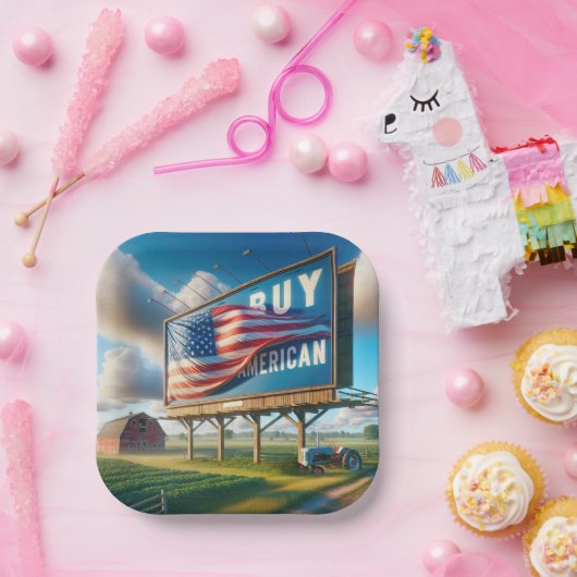 Kaufen Sie amerikanische Reklametafeln mit Bauernt Pappteller (Party)