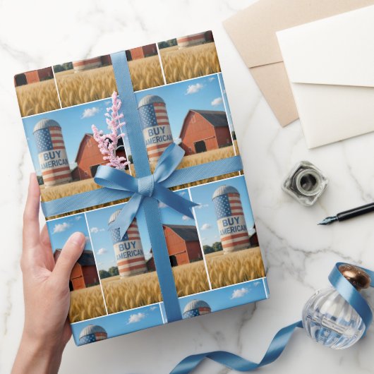 Kaufen Sie AMERIKANISCHEN Text mit Flag auf einem Geschenkpapier (Schenken)