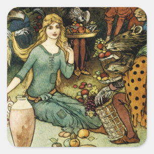 Kaufen Sie bei uns mit einem goldenen Curl Quadratischer Aufkleber