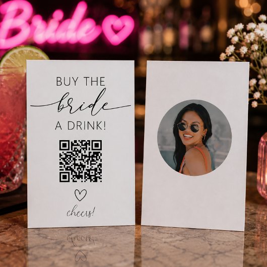 Kaufen Sie den Bride einen Drink QR Code mit Foto Begleitkarte
