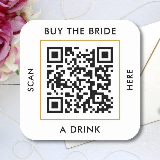 Kaufen Sie die Braut ein Getränk Custom QR Code Ba Quadratischer Aufkleber