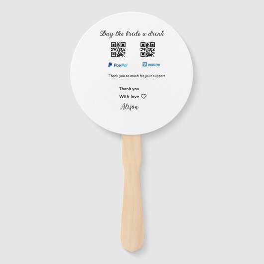 Kaufen Sie die Braut ein Getränk Spende QR Venmo P Fächer (Rückseite)