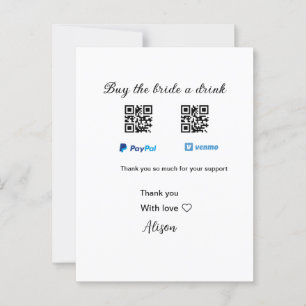 Kaufen Sie die Braut ein Getränk Spende QR Venmo P Postkarte
