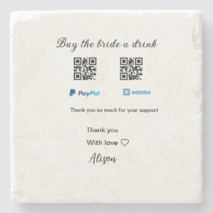 Kaufen Sie die Braut ein Getränk Spende QR Venmo P Steinuntersetzer