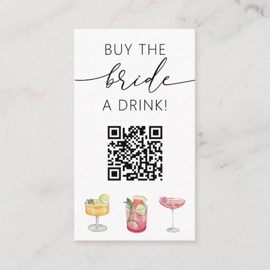 Kaufen Sie die Braut einen Drink QR Code Begleitkarte (Vorderseite)