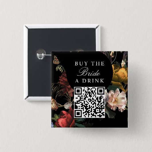 Kaufen Sie die Bride A Drink Bachelorette QR Code Button (Vorne & Hinten)