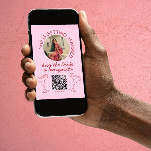 Kaufen Sie die Bride a Margarita Foto Qr Code Card Einladung
