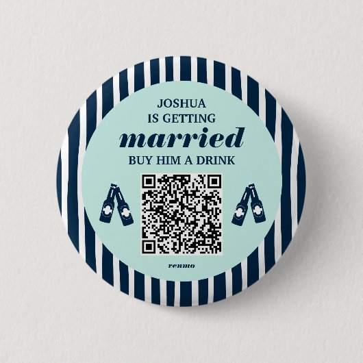 Kaufen Sie die Groom A Drink Qr Code Bachelor Part Button (Vorderseite)