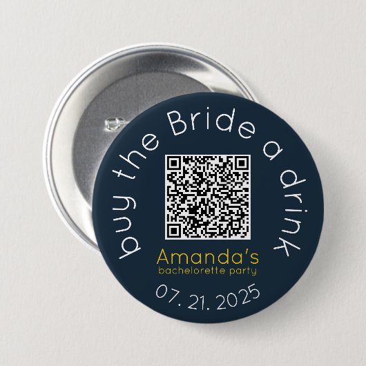 Kaufen Sie die Schaltfläche Bride a Drink QR Code Button (Vorne & Hinten)