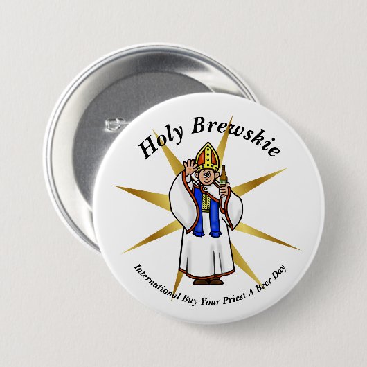 Kaufen Sie einen Priester an einem Bier Day Button (Vorne & Hinten)