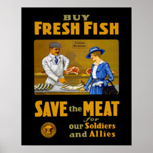 Kaufen Sie frischen Fisch - Vintage WW1 Retro Patr Poster