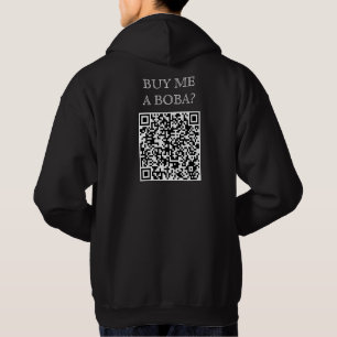 Kaufen Sie mir einen Boba QR Code auf der Rückseit Hoodie