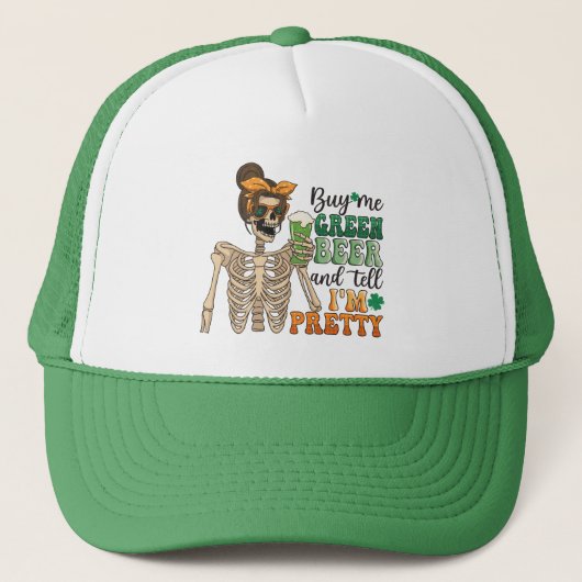 Kaufen Sie mir grünes Bier - Skelett | St. Patrick Truckerkappe (Vorderseite)
