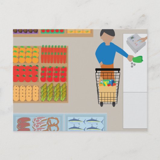 Käufer aus einem Supermarkt Postkarte (Vorderseite)
