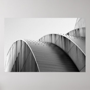 Kauffman Center Black and White Kurven Kansas City Poster