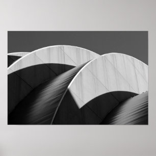 Kauffman Center Curves and Shadows Black and White Poster