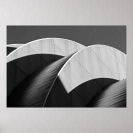 Kauffman Center Curves and Shadows Black and White Poster
