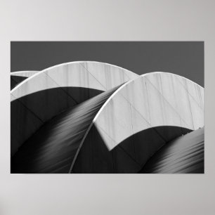 Kauffman Center Curves and Shadows Black and White Poster