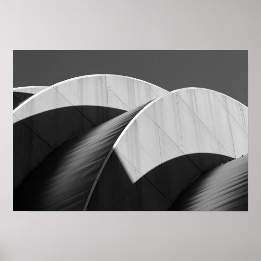 Kauffman Center Curves and Shadows Black and White Poster (Vorne)
