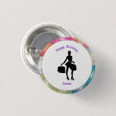 Kaufrausch-Glamour-Geburtstagsbutton Button (Vorne & Hinten)