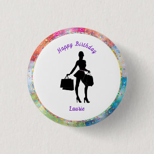 Kaufrausch-Glamour-Geburtstagsbutton Button