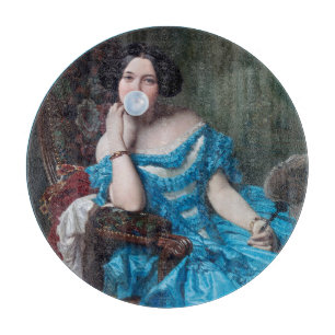 Kaugummi-Diva in blauem Satin Schneidebrett