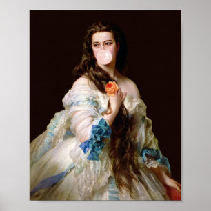 Kaugummi-Diva mit blauen Bändern Poster