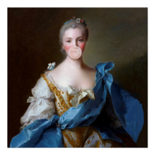 Kaugummi Diva mit Blauer Schmetterling Poster