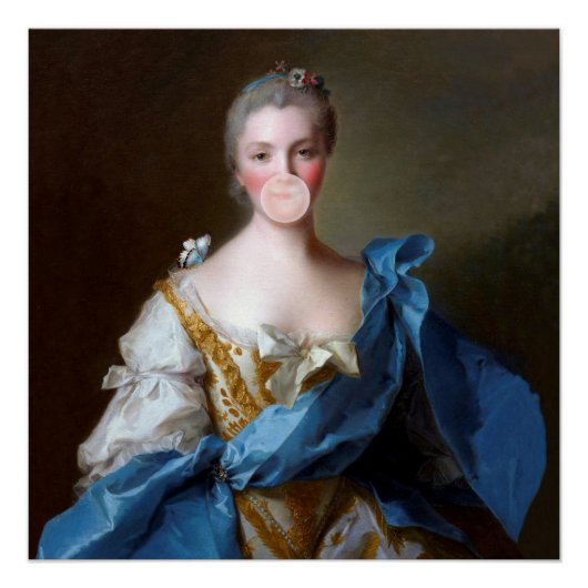 Kaugummi Diva mit Blauer Schmetterling Poster (Vorderseite)