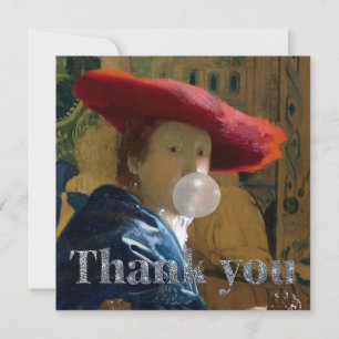 Kaugummi-Diva mit rotem Hut Dankeskarte