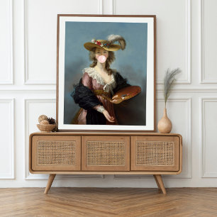 Kaugummi-Diva mit Strohhut Poster