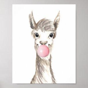 Kaugummi Lama Alpaka Kinderkrippe Poster