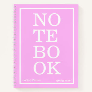 Kaugummi-Rosa modernes großes "NOTEBOOK" Notizbuch