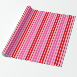 Kaugummi-Rosa-Rot-Vertikalstreifen-Design Geschenkpapier
